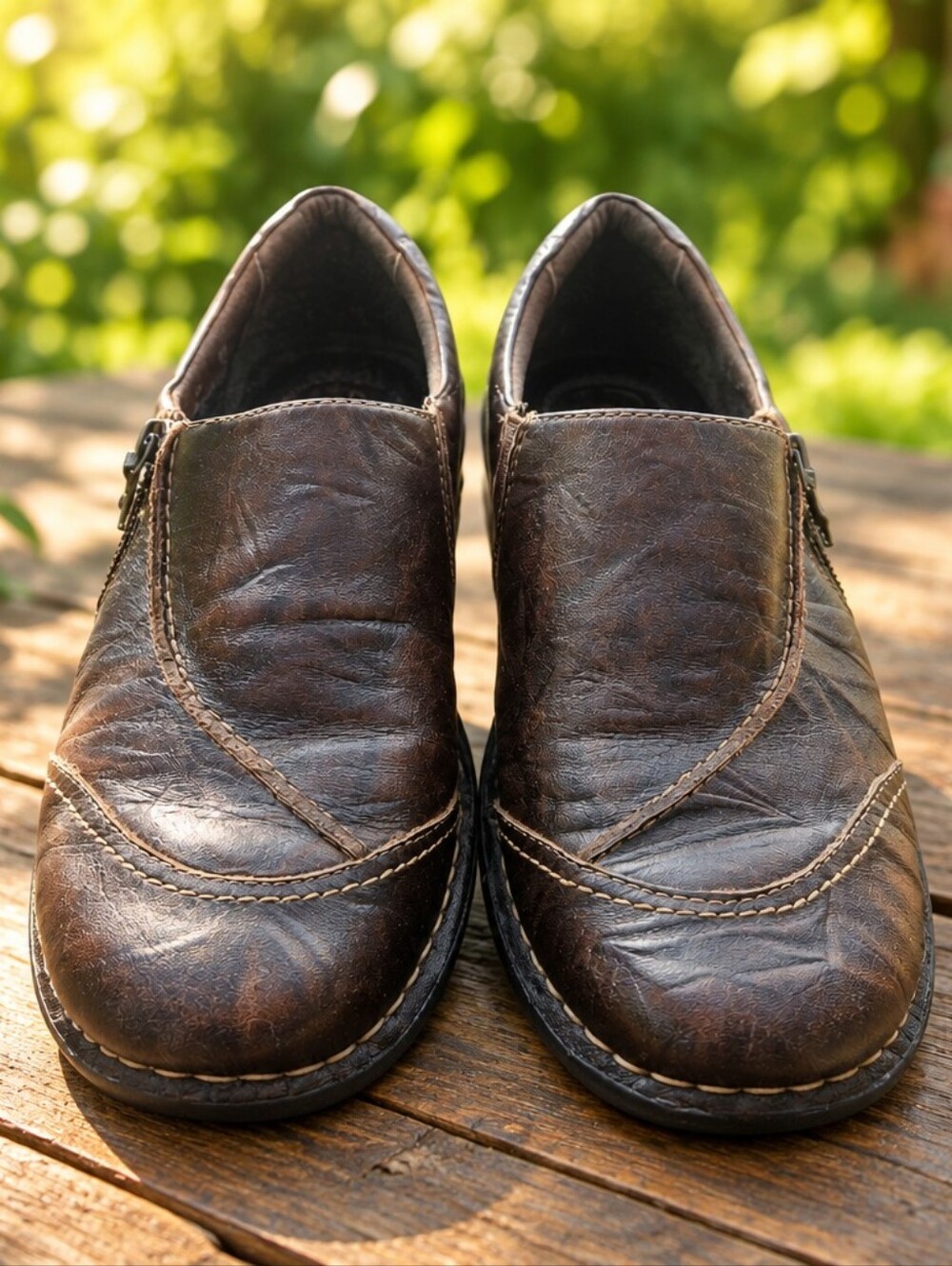 Clarks Whistle Max Womens Brown Leather Loafers Sz 10M Side Zip Comfort Academia
